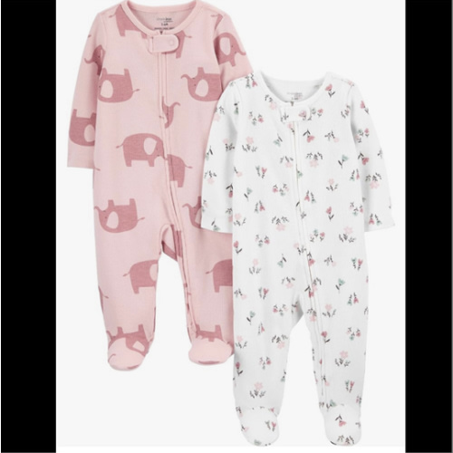 Simple Joys by Carter's Baby Girls' 2-way Zip Thermal Footed Sleep and Play, Pack of 2
