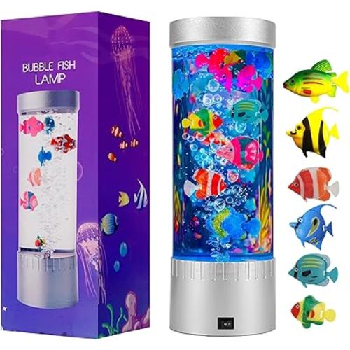 Bubble Fish Lamp, LED Aquarium Sensory Light, 1ft Colorful Bubble Tube for Bedroom, Kids Room, Living Room, Party