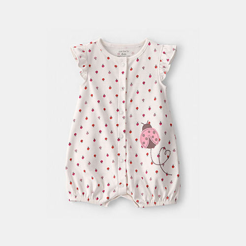 Carter's Baby Girls Short Sleeve Romper, Color: White - JCPenney