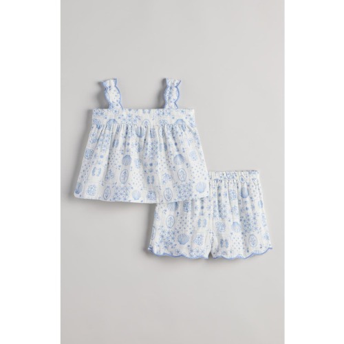 Cotton Mixed Print Top & Shorts Set