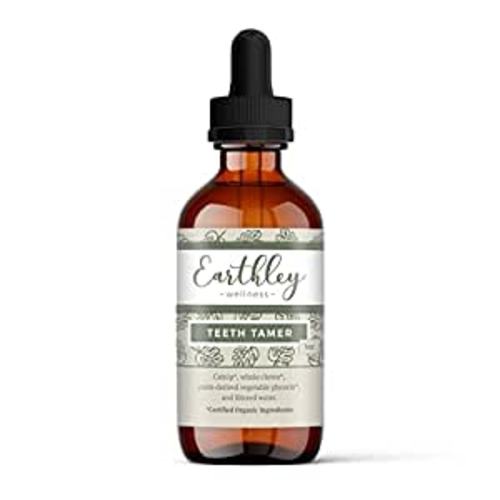 Earthley Wellness, Teeth Tamer, Natural Teething Relief, Soothes Drooling, Irritability and Pain Due to Teething or Toothaches, Pure, Organic Ingredients; Essential Oil-Free and Alcohol-Free (1 oz)