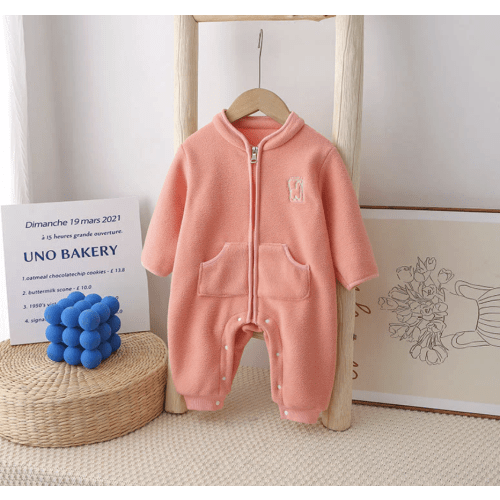 Fleece Romper in Pink | 6 to 12 Months