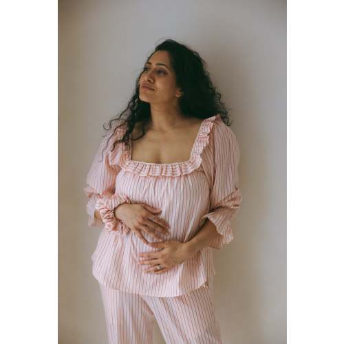 Cotton Sleeved Top | Feeding Access | Pregnancy Postpartum | Mirukī
