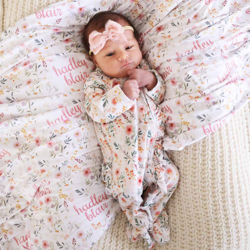 Winnie's Wildflowers Ruffle Zipper Footie | Caden Lane