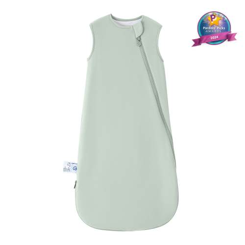 All Season Sleeveless Sleep Sack 1.0 TOG - Organic Cotton & Camel Wool -Pea Green