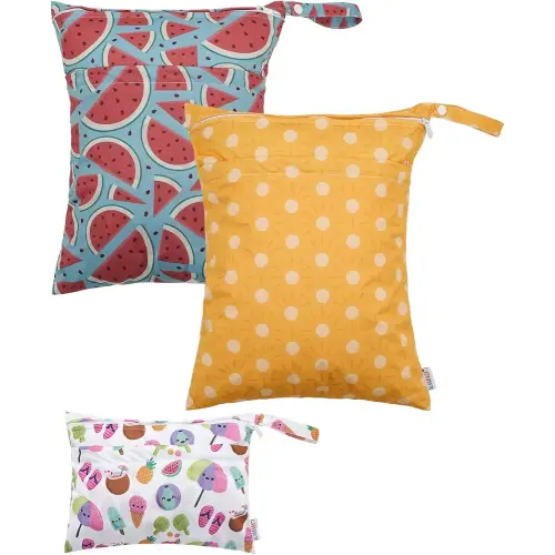 ALVABABY Wet Dry Bags Waterproof Reusable Two Pockets Travel Storage Bag Cosmetic Bag Handbags Wash Bag Beach Pool Daycare Soiled Swimsuits or Wet Clothes SML L-SML06-CA