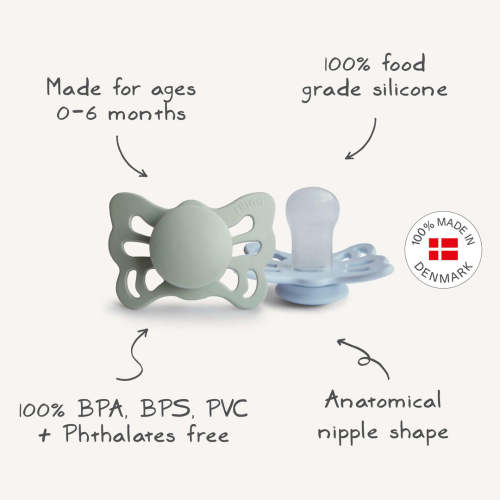Mushie FRIGG Butterfly Anatomical Silicone Pacifier 2-Pack