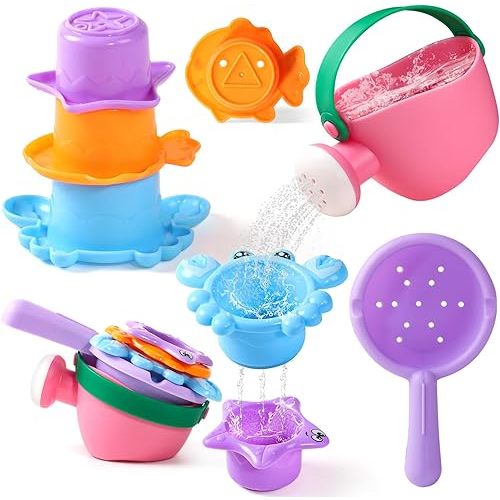 Baby Bath Toys for Kids Ages 1-3 5 PCS Toddler Bath Toys Mold Free for 2-4 Bathtub Sand Beach Pool Water Toddler Toys & Gifts (Color Random)