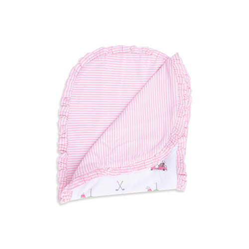 Ruffle Burp Cloth, Baby Golf Carts Pink