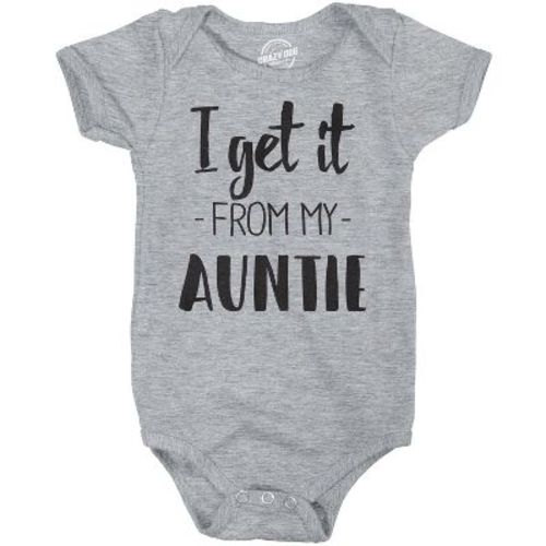I Get It From My Auntie Creeper Funny Family Baby Jumpsuit - Crazy Dog Baby Bodysuit Gift for Aunt Light Grey 12 Months
