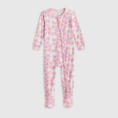 Bamboo Footie Pajama - Baby in Lavender Hearts 9-12 months