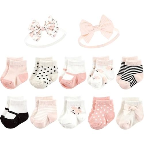 Hudson Baby Baby Girls' Sock and Headband 12pc Set