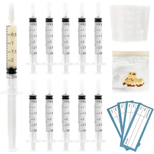 50 Colostrum Collector Kits Include 3ml Colostrum Syringe with Cap, Sticker, Clear ziplock Bag and a Measuring Cup