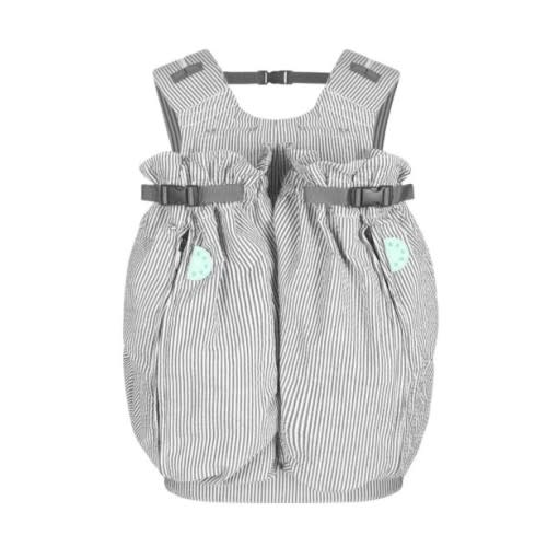The Weego TWIN Baby Carrier - Grey and White Seersucker