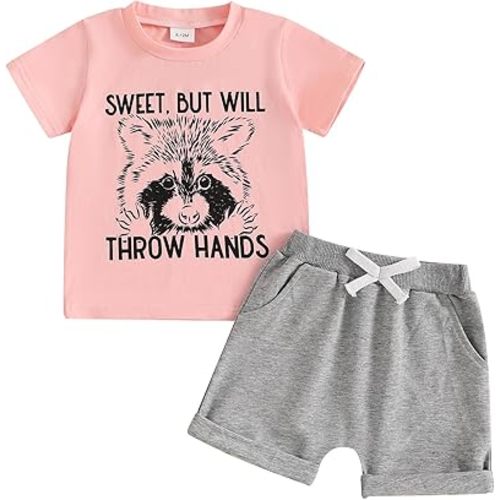 allshope Toddler Baby Girl Summer Outfit Short Sleeve T Shirt Top Casual Shorts Set Infant Newborn Clothes 6 12 18 24 Month
