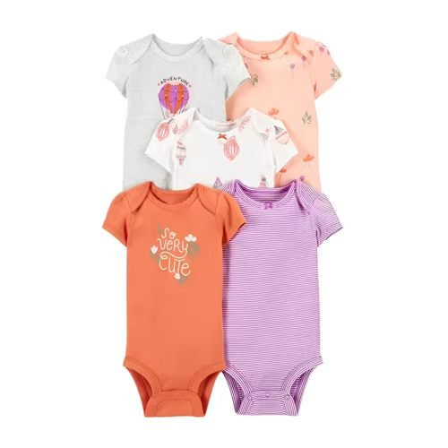 Summer New Baby Short Sleeve Bodysuits Layette 5PCS Sets Cartoon Printed Onesie Lovely Dailywear 3-6 month