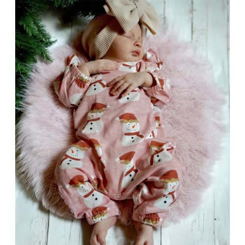 Snowman Pink / Organic Long Sleeve Ruffle Jumpsuit – Shop Little Cousins