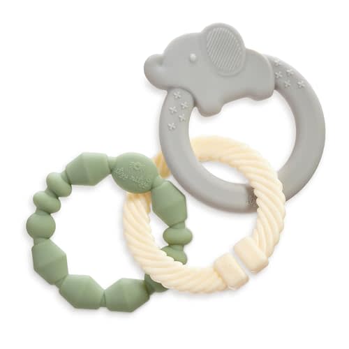 Itzy Ritzy - Itzy Loops Sensory Teether; Includes 2 Silicone Rings and 1 Link (Elephant)