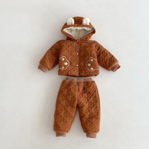 MyKids-USA Winter Infant Baby Teddy Paws Pattern Long Sleeves Coat With Thick Pants Cute Sets