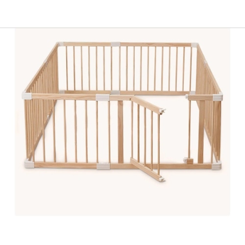 HARPPA Baby Gate Playpen, DIY Foldable Wooden Play Gate, Non-Toxic Foldable Wooden Play Yard for Babies & Toddlers, Adjustable DIY Baby Fence, Large & Small Safe Play Area, Easy-Assembly Natural Finish Indoor Playpen, DIY Playpen Foldable Wooden Playpen,