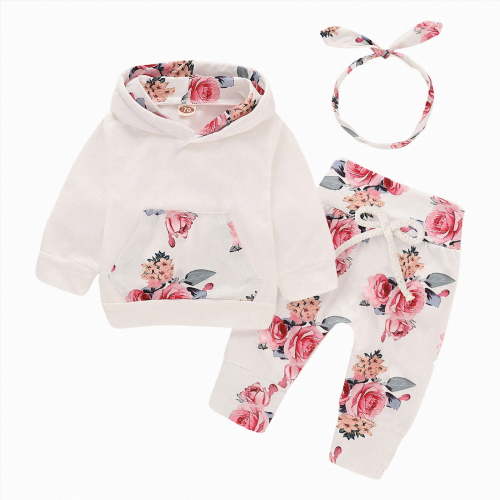 Newborn Baby Girl Clothes Outfits Infant Hoodie Sweatshirt Pants Headband Toddler Girl Clothing Set
