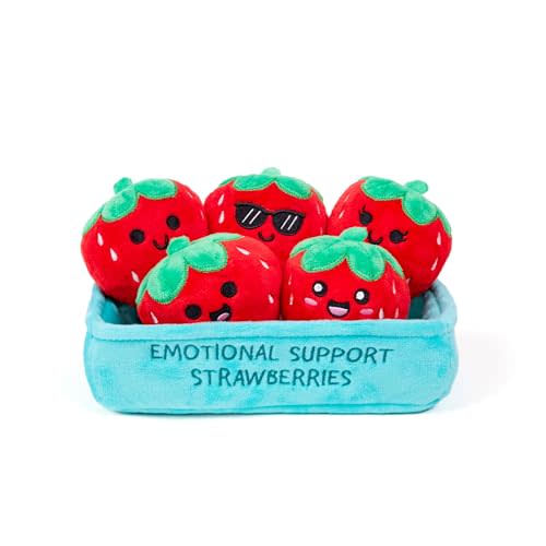 Emotional Support Strawberries by Relatable, Cuddly Stuffed Animals and Toys, Squishy Toys and Plushies, Great Gift Ideas for Loved Ones of All Ages, Includes 5 Plushies with Carrying Basket