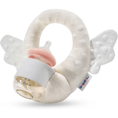 Baby Bottle Holder, Self Feeding Pillow for Newborns, Hands Free Bottle Holder for Baby, Portable Nursing Support Cushion, Infant Bottle Propper with Adjustable Waist Strap (Cream)