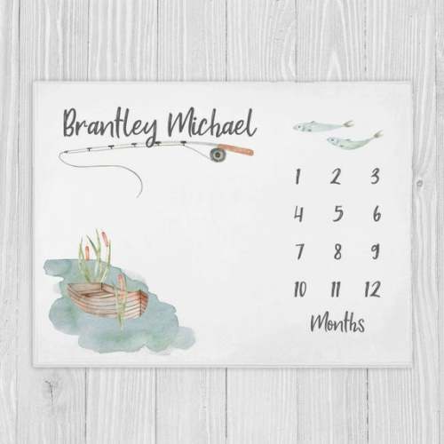 Fishing Milestone Blanket Boy Milestone Blanket Baby Shower - Etsy