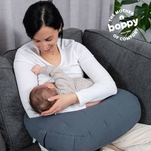 Boppy Nursing Pillow Luxe Muslin - Blue Solid