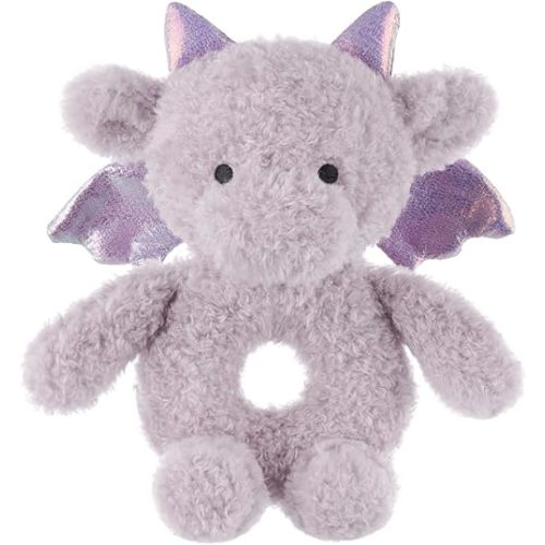 Apricot Lamb Purple Dragon Soft Baby Rattle for Boys and Girls, Plush Stuffed Animal Rattle Toy Lovey for The Newborn, 0-3 Months, 0-6 Months and Above