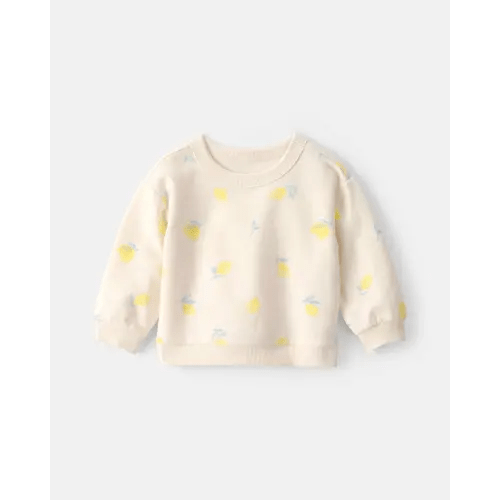 Baby Girl Lemon French Terry Pullover Sweatshirt - Ivory
 | Carter's