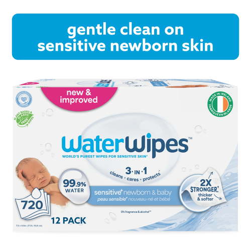 WaterWipes Sensitive+ Newborn & Baby Wipes, 3-In-1 Cleans, Cares, Protects, 99.9% Water, Unscented & Hypoallergenic, 720 Count (12 Packs) - Walmart.ca