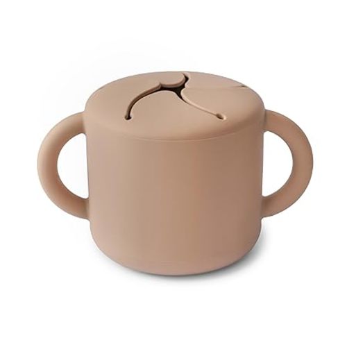 mushie Silicone Snack Cup | Spill Proof Food Container for Toddler and Baby (Natural)