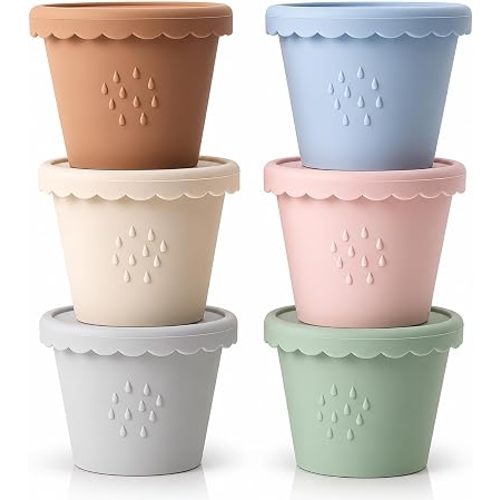Silicone Baby Food Containers 6 Pack 4oz Baby Food Storage Set, Airtight Leak Proof Baby Feeding Cups, Freezer & Microwave Safe, Stackable Baby Snack Containers, Baby Shower Gift Andy Bear