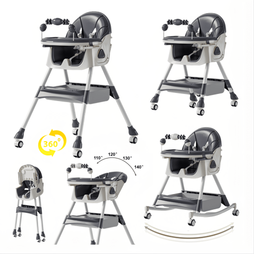 Baby High Chair & Rocking Chair & Baby scooter & Feeding Chair with Toy Rack for Babies and Toddlers,Convertible High Chair Seat,Grey