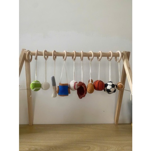 Crochet Sports Play Gym Toys Pattern, Baby Activity Gym Set, Baseball Basketball Football Tennis Plush Toys, Nursery Decor