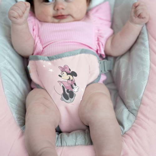 Disney Baby Slip Resistant Vibrating Infant Baby Bouncer, Minnie Mouse Rosy Skies by Bright Starts