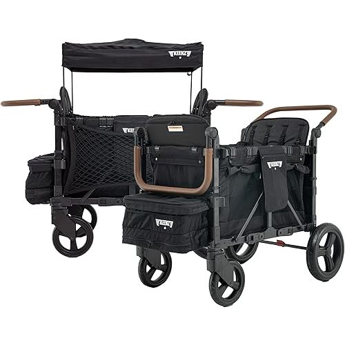 Keenz XC+ EVO - Luxury Comfort Stroller Wagon | Foldable 4 Passenger with Adjustable Canopy | Black