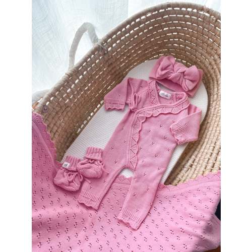 Dahlia Full Length Pointelle Romper - Blossom – Avalia Kids