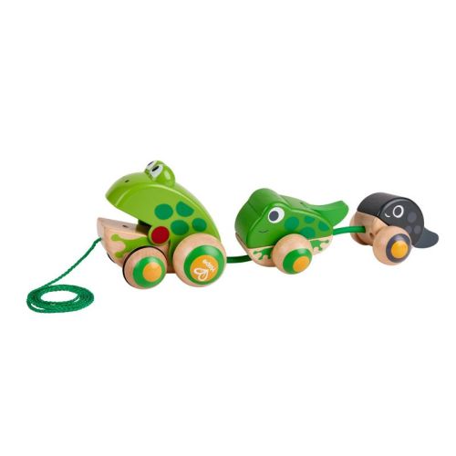 Hape Pull-Along Frog Family Wooden Toddler Toy