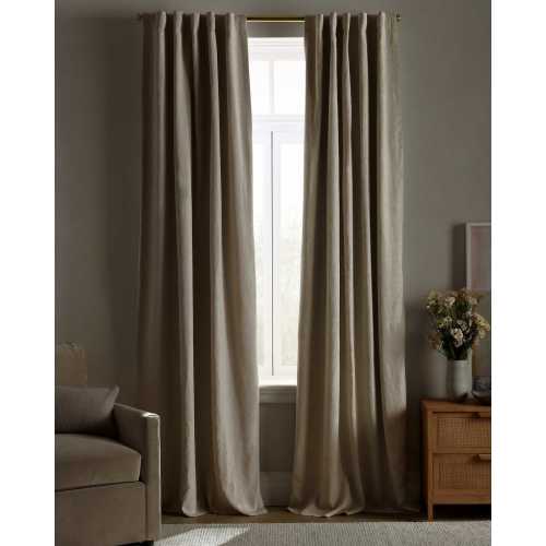 European Linen True Blackout Curtain in Flax