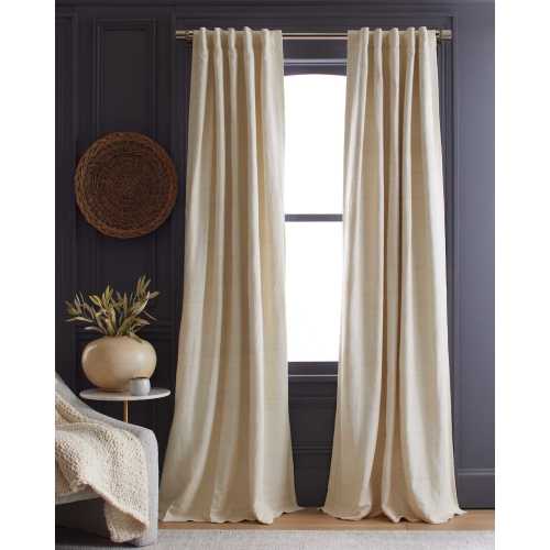 Raw Silk Room Darkening Curtain in Ivory