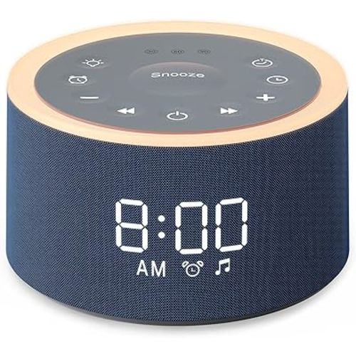 Dreamegg D1+ Sound Machine & Alarm Clock - Sound Machine for Sleep, White Noise Machine with 29 Soothing Sounds, Night Light, 0-100% Dimmable, White Noise Alarm Clock for Bedrooms Adults Baby, Blue