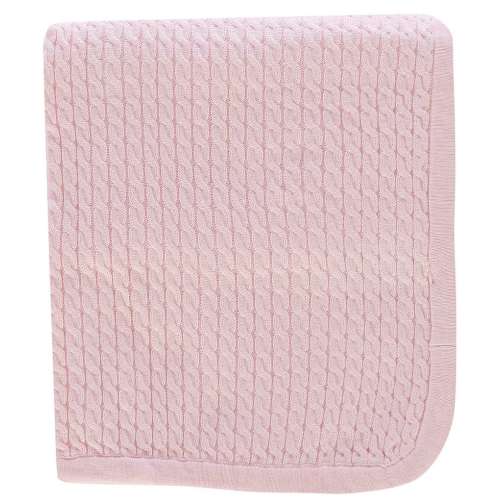 Little Me Baby Girls Cotton Cable Knit Receiving Blanket