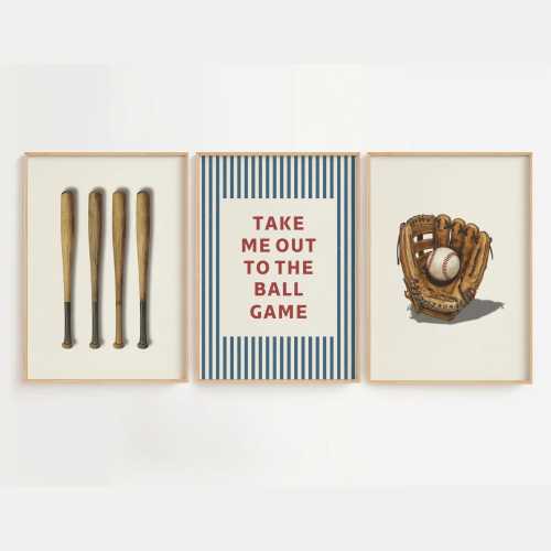Take me out to the ball game Print Vintage Sports Boy Room Decor Retro Baseball Nursery Print Baseball Fan Gift Man Cave Masculine Decor