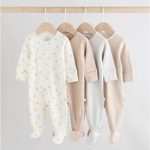 Buy Cream 4 Pack Two Way Zip Baby Sleepsuits (0-2yrs) from Next Australia