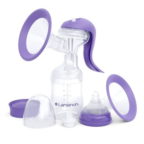 Lansinoh Manual Breast Pump with 5oz Baby Bottle and Slow Flow Nipple