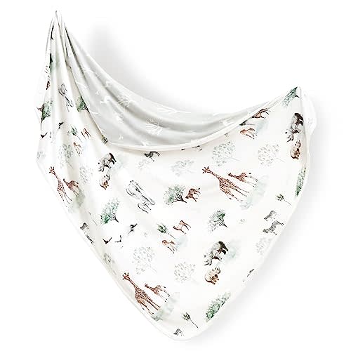 GRSSDER Baby Blankets Super Soft Stretchy Jersey Knit Swaddle Blanket for Baby Girls and Boys, Double Layer Reversible Receiving Blankets 34 x 44, Extra Large for Swaddling