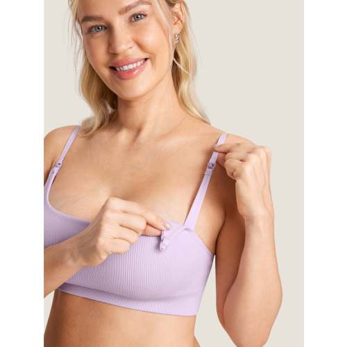MOMANDA Women's Ribbed Scoop Nursing Bralette | Color Purple