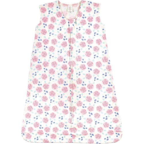 Touched by Nature Unisex Baby Organic Cotton Sleeveless Wearable Sleeping Bag, Sack, Blanket, Pink Rose, 0-6 Months